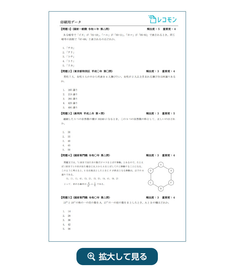 公務員試験の過去問対策はレコモン オーダーメイドの解説付き過去問集